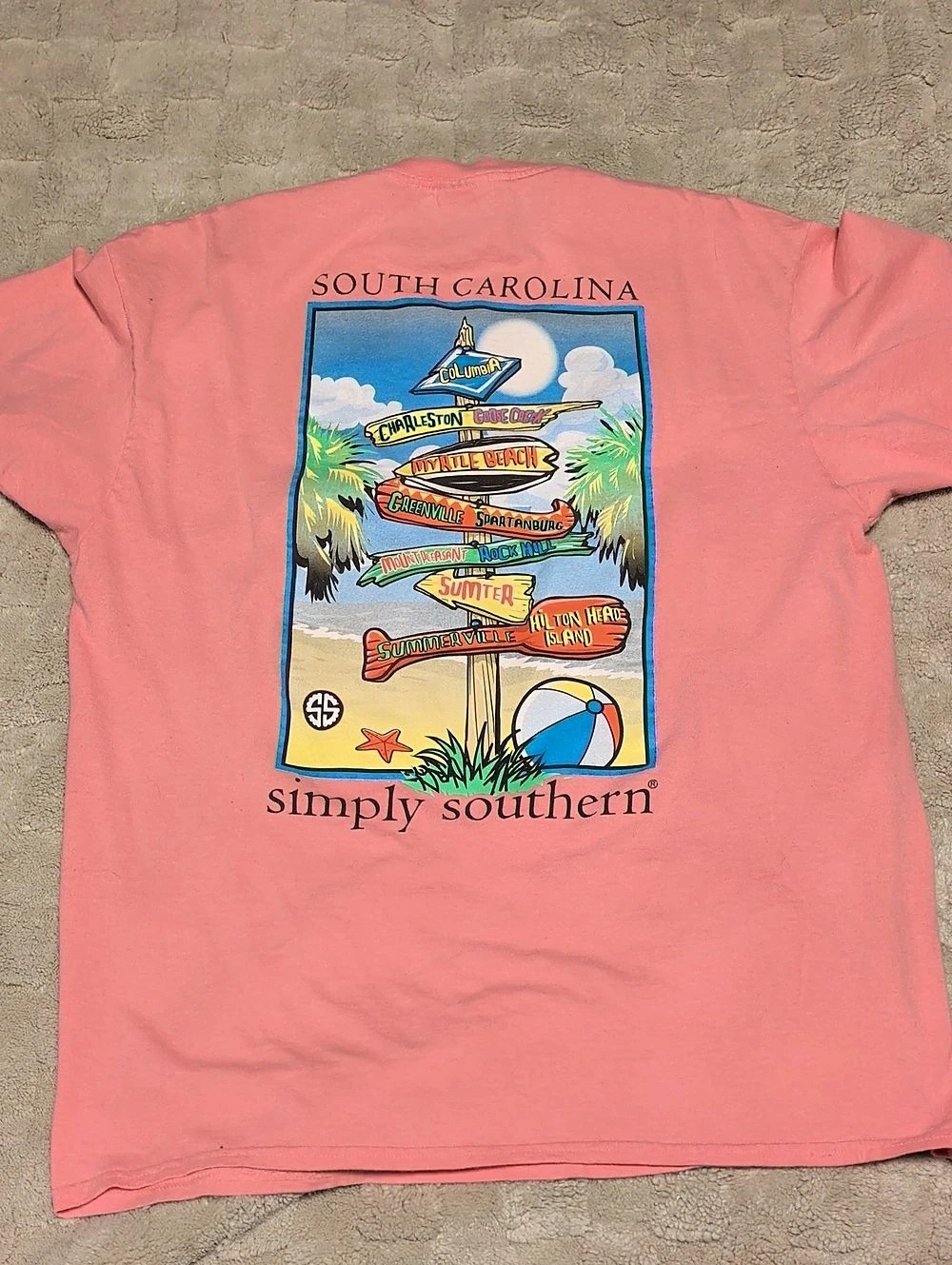 Simply Southern South Carolina Sign Post Beach Graphic T-Shirt